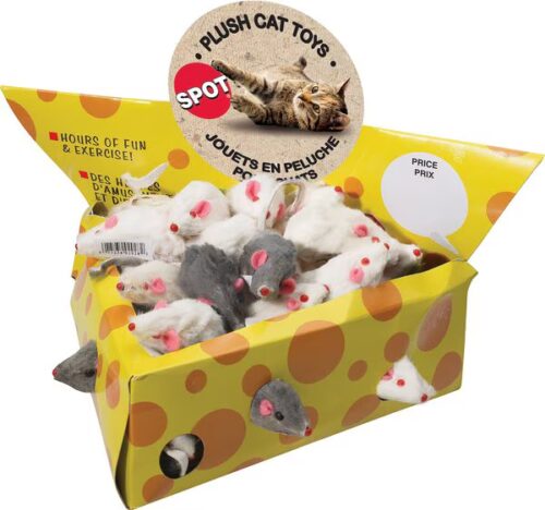 Plush Mice Cheesebox Cat Toy, 2-in, 60 count