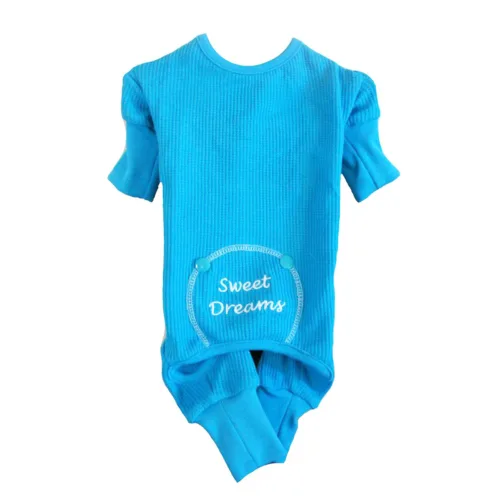 Sweet Dreams Thermal Dog Pajamas &ndash; Blue
