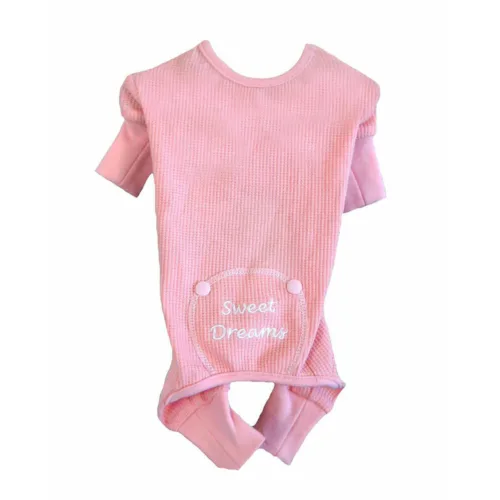 Sweet Dreams Thermal Dog Pajamas &ndash; Pink